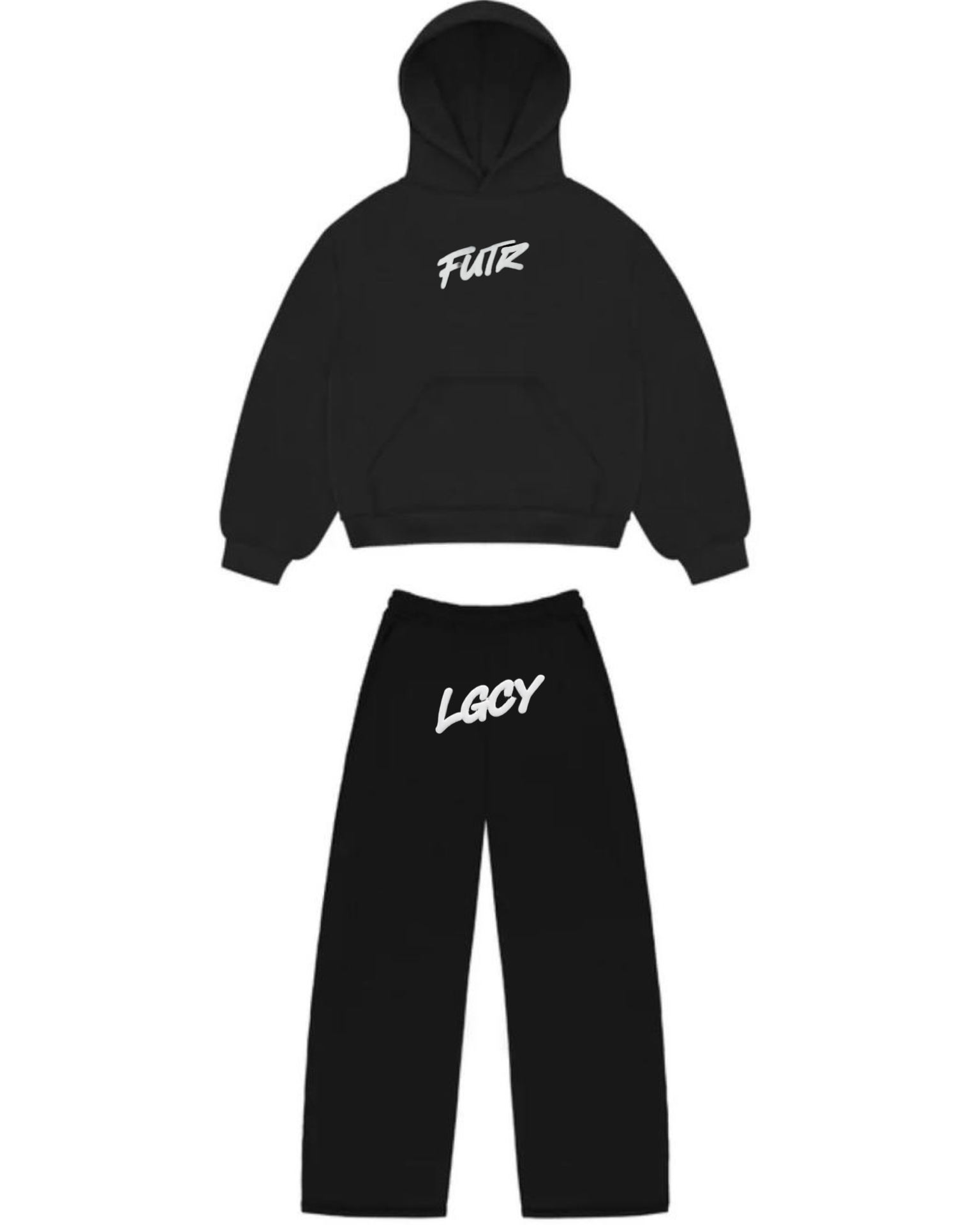 Conjunto Moletom Future Legacy preto (logo principal à trás)