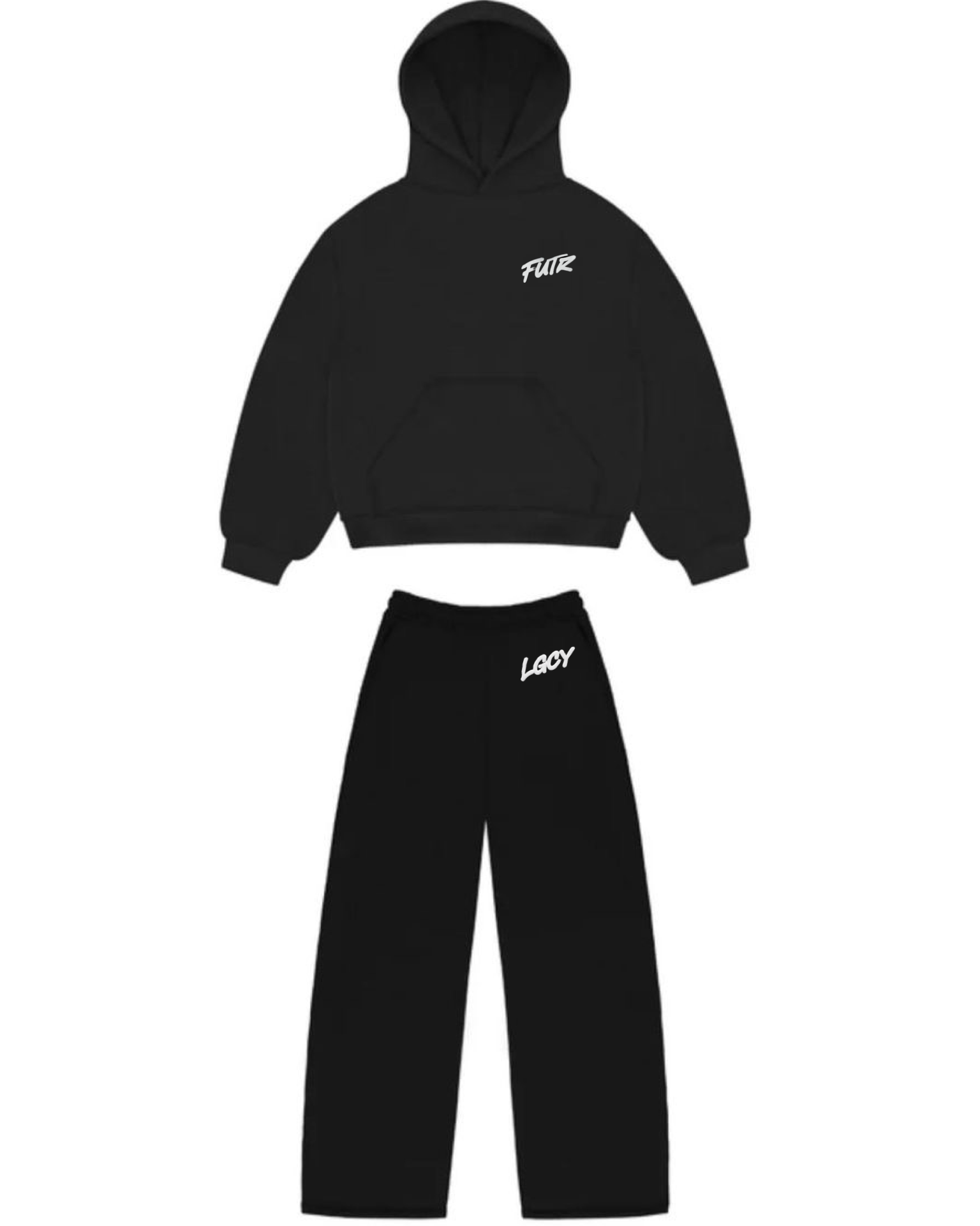 Conjunto Moletom Future Legacy preto (logo principal à trás)