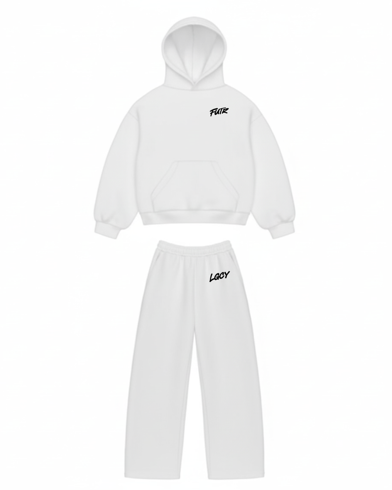 Conjunto Moletom Future Legacy branco (logo principal à trás