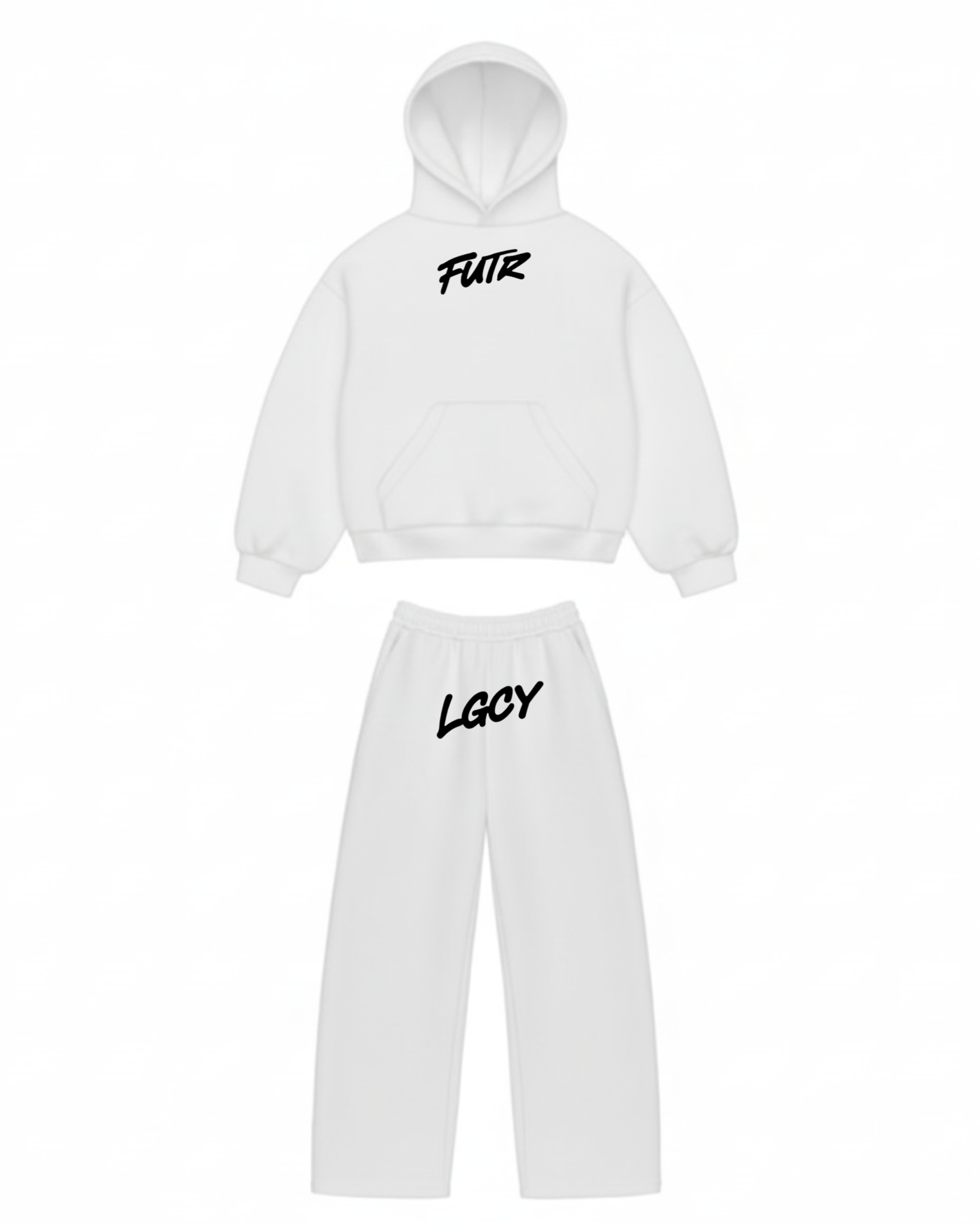 Conjunto Moletom Future Legacy branco (logo principal à trás)